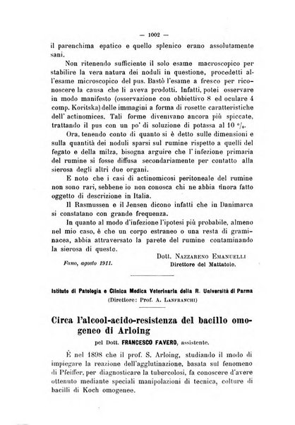 La clinica veterinaria rivista di medicina e chirurgia pratica degli animali domestici