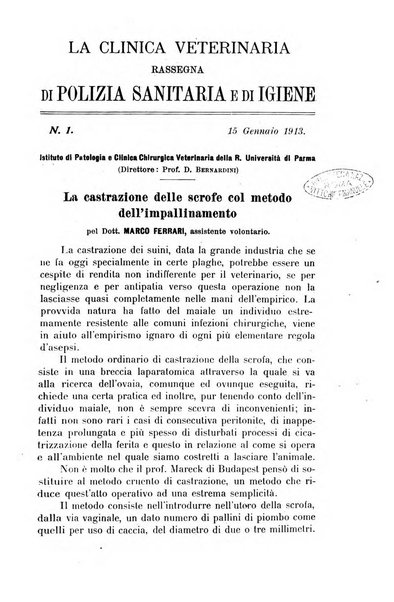 La clinica veterinaria rivista di medicina e chirurgia pratica degli animali domestici