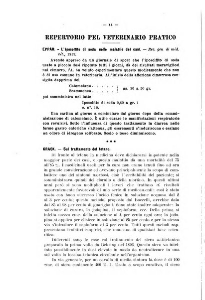 La clinica veterinaria rivista di medicina e chirurgia pratica degli animali domestici