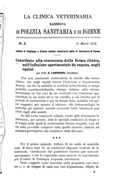 La clinica veterinaria rivista di medicina e chirurgia pratica degli animali domestici