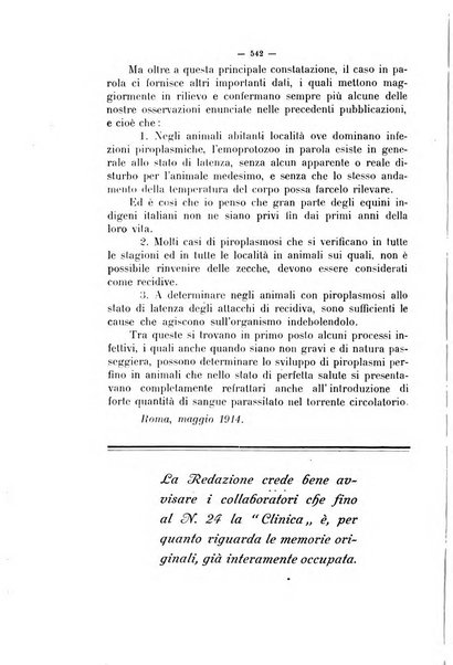 La clinica veterinaria rivista di medicina e chirurgia pratica degli animali domestici