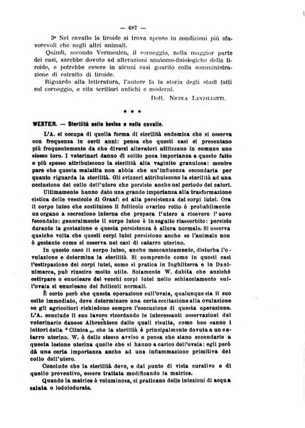 La clinica veterinaria rivista di medicina e chirurgia pratica degli animali domestici