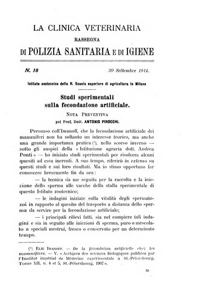 La clinica veterinaria rivista di medicina e chirurgia pratica degli animali domestici