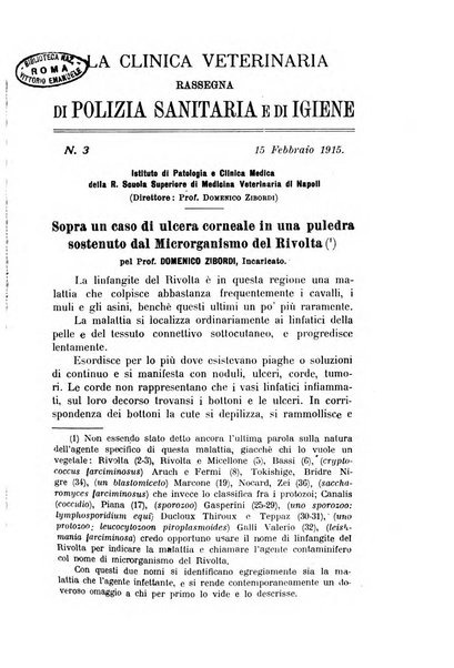 La clinica veterinaria rivista di medicina e chirurgia pratica degli animali domestici