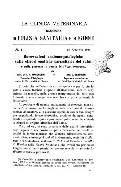 La clinica veterinaria rivista di medicina e chirurgia pratica degli animali domestici