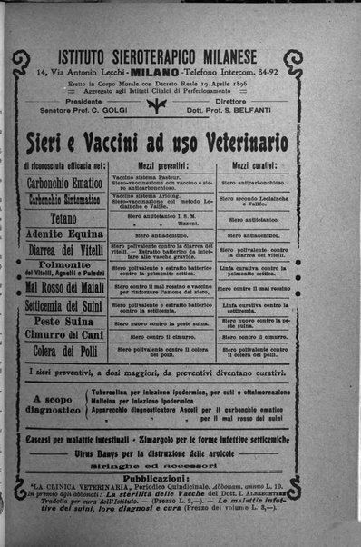 La clinica veterinaria rivista di medicina e chirurgia pratica degli animali domestici