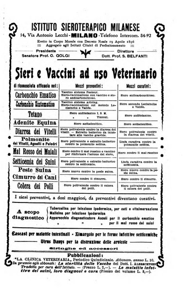 La clinica veterinaria rivista di medicina e chirurgia pratica degli animali domestici