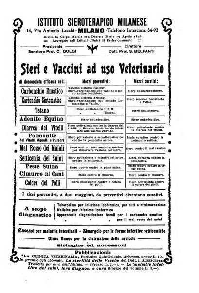 La clinica veterinaria rivista di medicina e chirurgia pratica degli animali domestici