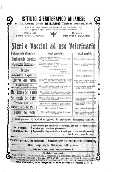 La clinica veterinaria rivista di medicina e chirurgia pratica degli animali domestici