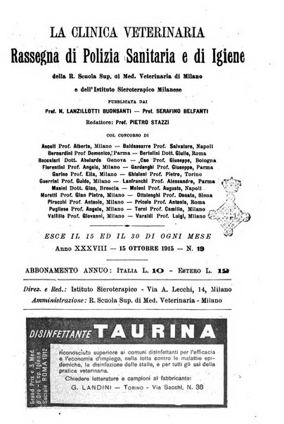 La clinica veterinaria rivista di medicina e chirurgia pratica degli animali domestici