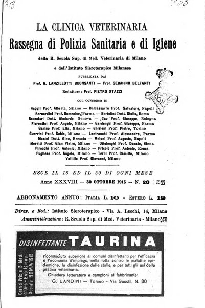 La clinica veterinaria rivista di medicina e chirurgia pratica degli animali domestici