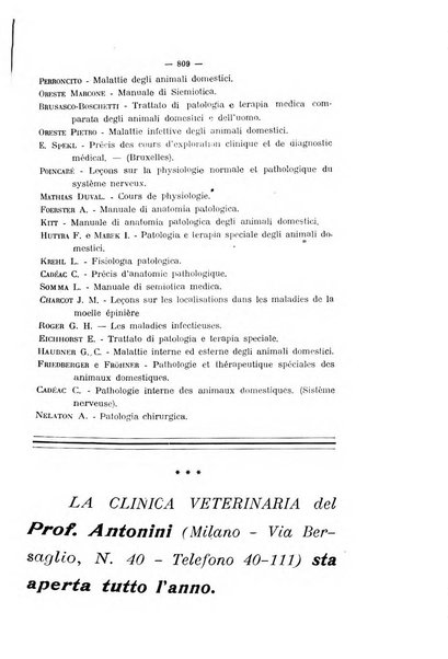 La clinica veterinaria rivista di medicina e chirurgia pratica degli animali domestici