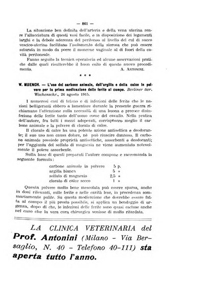 La clinica veterinaria rivista di medicina e chirurgia pratica degli animali domestici