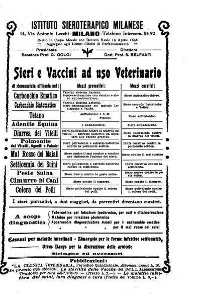 La clinica veterinaria rivista di medicina e chirurgia pratica degli animali domestici