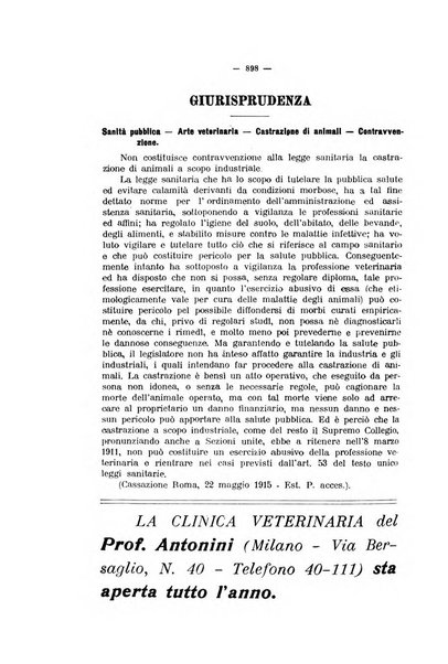 La clinica veterinaria rivista di medicina e chirurgia pratica degli animali domestici