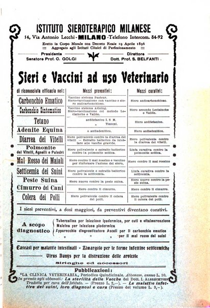 La clinica veterinaria rivista di medicina e chirurgia pratica degli animali domestici