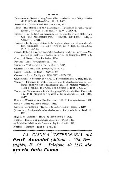 La clinica veterinaria rivista di medicina e chirurgia pratica degli animali domestici