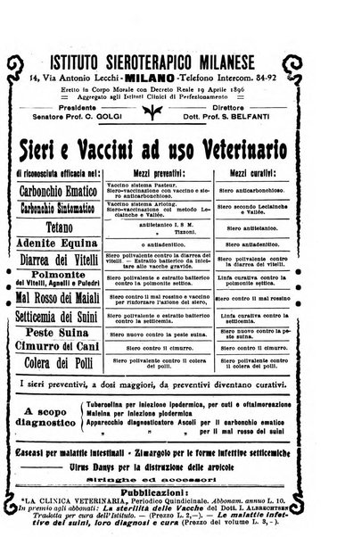 La clinica veterinaria rivista di medicina e chirurgia pratica degli animali domestici