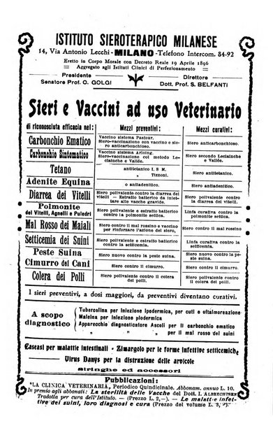 La clinica veterinaria rivista di medicina e chirurgia pratica degli animali domestici