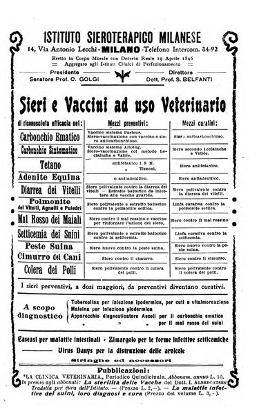 La clinica veterinaria rivista di medicina e chirurgia pratica degli animali domestici