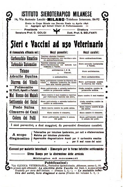 La clinica veterinaria rivista di medicina e chirurgia pratica degli animali domestici