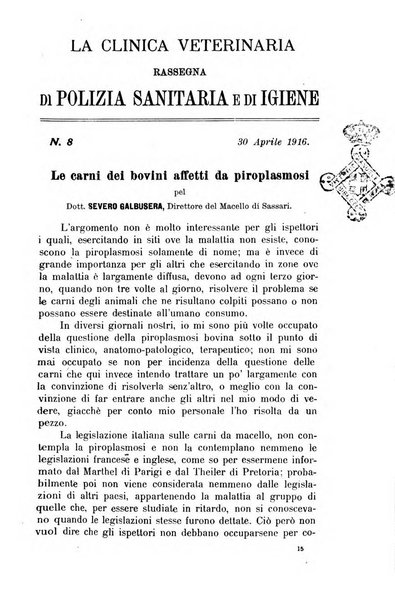 La clinica veterinaria rivista di medicina e chirurgia pratica degli animali domestici