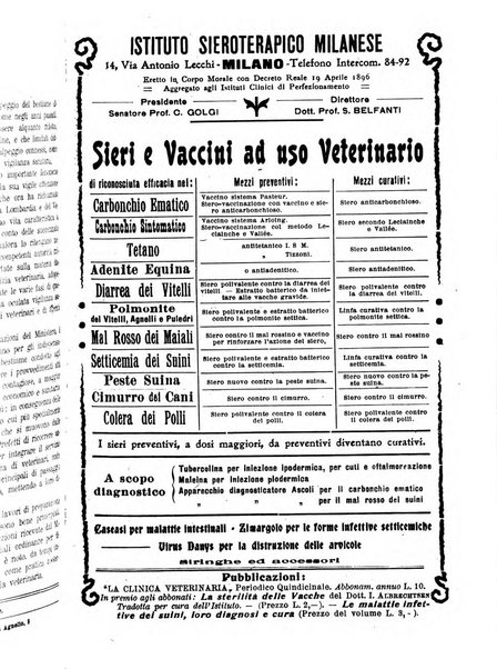 La clinica veterinaria rivista di medicina e chirurgia pratica degli animali domestici