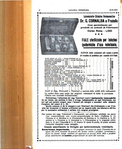 La clinica veterinaria rivista di medicina e chirurgia pratica degli animali domestici