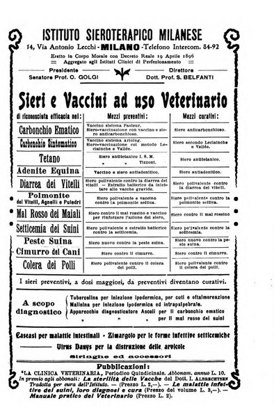 La clinica veterinaria rivista di medicina e chirurgia pratica degli animali domestici