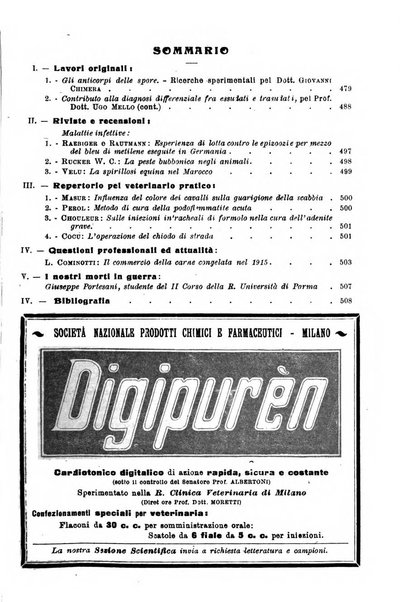 La clinica veterinaria rivista di medicina e chirurgia pratica degli animali domestici