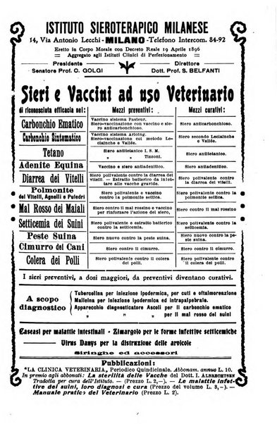 La clinica veterinaria rivista di medicina e chirurgia pratica degli animali domestici