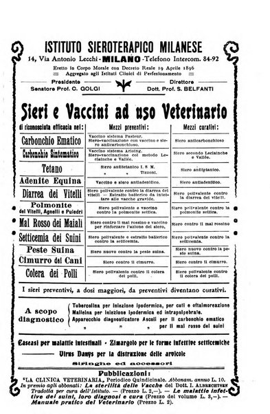 La clinica veterinaria rivista di medicina e chirurgia pratica degli animali domestici