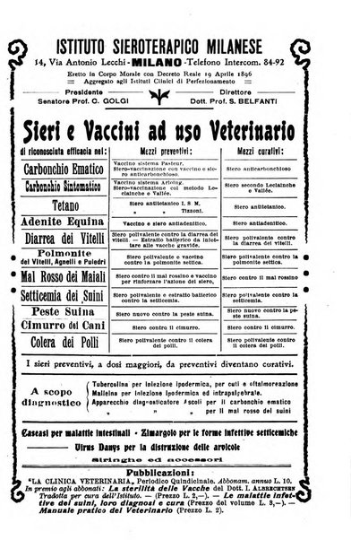 La clinica veterinaria rivista di medicina e chirurgia pratica degli animali domestici