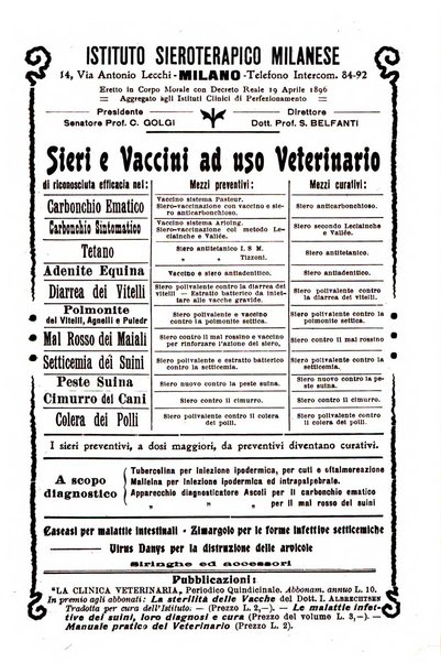 La clinica veterinaria rivista di medicina e chirurgia pratica degli animali domestici