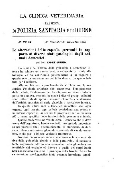 La clinica veterinaria rivista di medicina e chirurgia pratica degli animali domestici