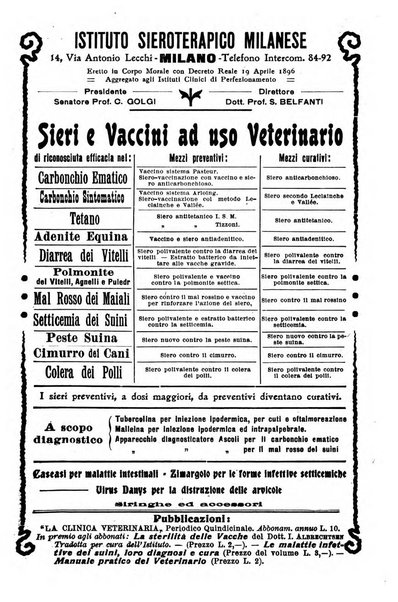 La clinica veterinaria rivista di medicina e chirurgia pratica degli animali domestici