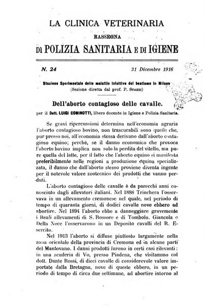 La clinica veterinaria rivista di medicina e chirurgia pratica degli animali domestici