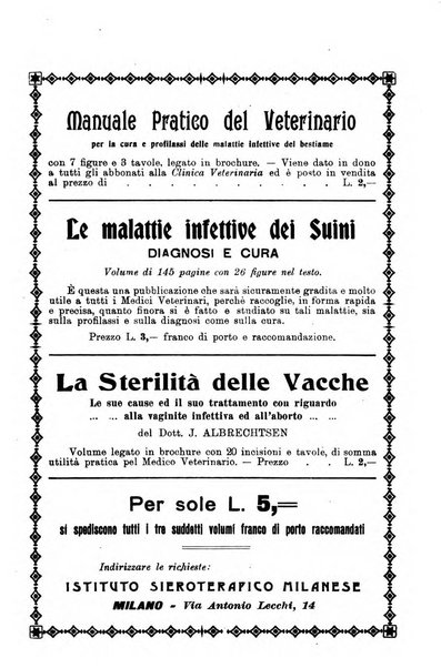 La clinica veterinaria rivista di medicina e chirurgia pratica degli animali domestici