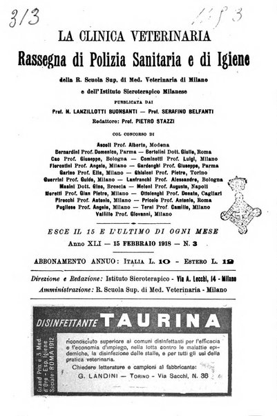 La clinica veterinaria rivista di medicina e chirurgia pratica degli animali domestici