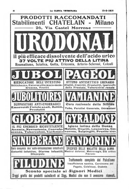 La clinica veterinaria rivista di medicina e chirurgia pratica degli animali domestici