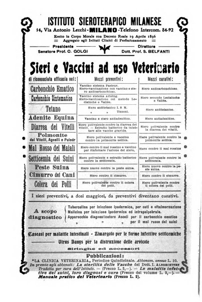 La clinica veterinaria rivista di medicina e chirurgia pratica degli animali domestici