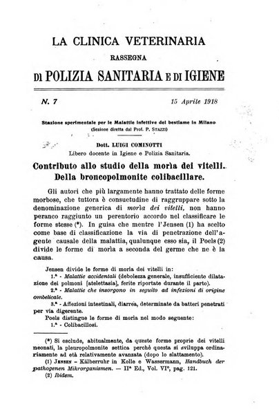 La clinica veterinaria rivista di medicina e chirurgia pratica degli animali domestici