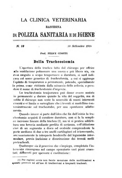 La clinica veterinaria rivista di medicina e chirurgia pratica degli animali domestici