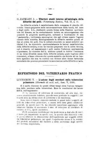 La clinica veterinaria rivista di medicina e chirurgia pratica degli animali domestici