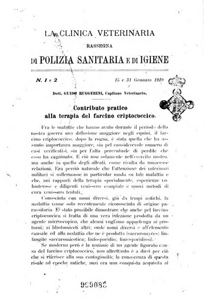 La clinica veterinaria rivista di medicina e chirurgia pratica degli animali domestici