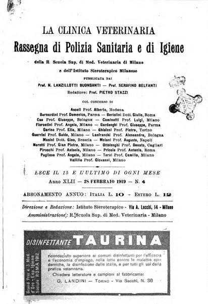 La clinica veterinaria rivista di medicina e chirurgia pratica degli animali domestici