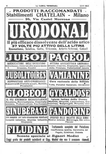 La clinica veterinaria rivista di medicina e chirurgia pratica degli animali domestici