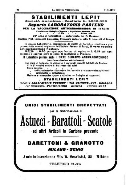 La clinica veterinaria rivista di medicina e chirurgia pratica degli animali domestici