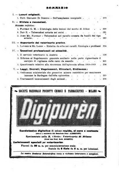 La clinica veterinaria rivista di medicina e chirurgia pratica degli animali domestici