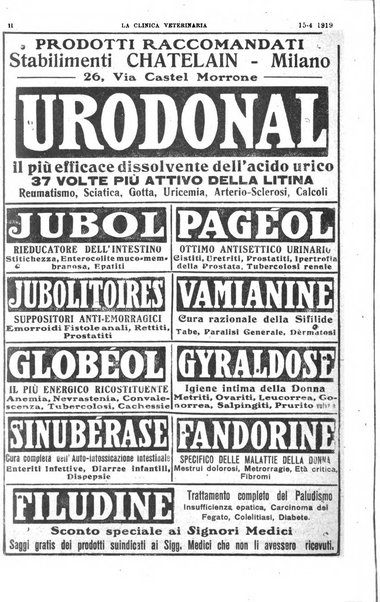 La clinica veterinaria rivista di medicina e chirurgia pratica degli animali domestici